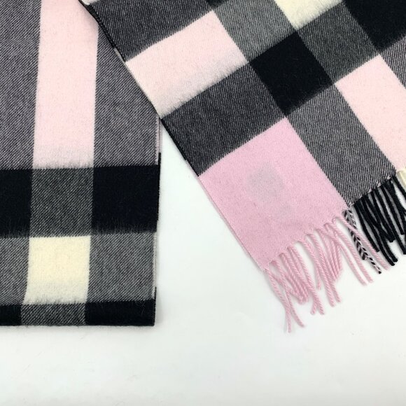 Burberry Pink Check Cashmere Fringe Scarf - Picture 4 of 9